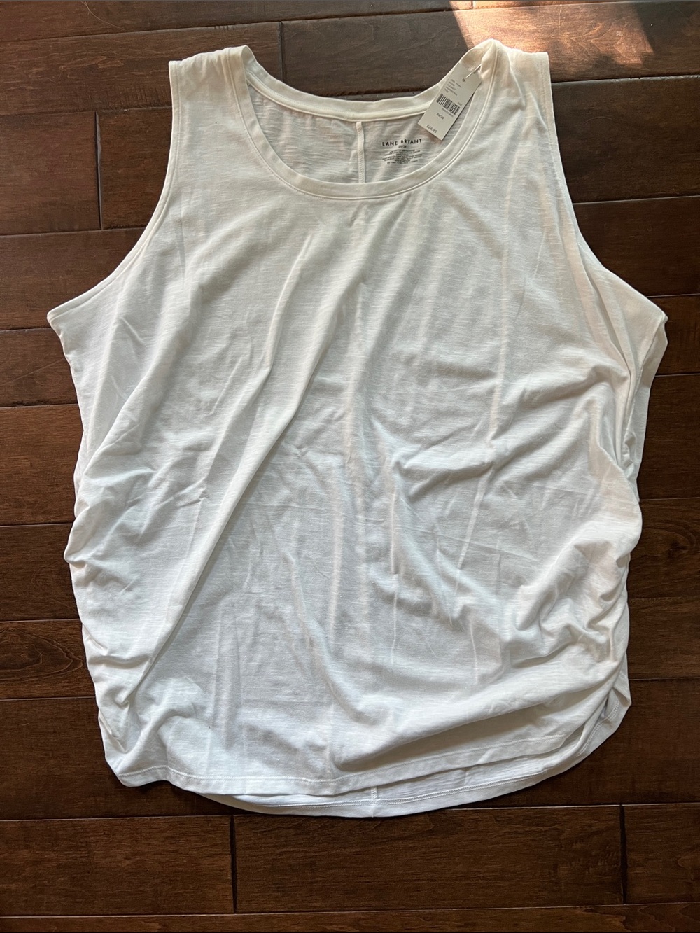 Lane Bryant White Sleeveless Ruched Side Tank
